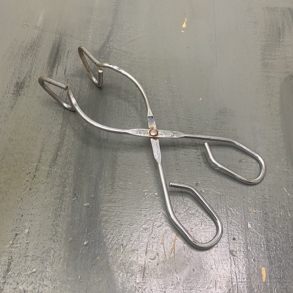 Vintage EKCO Metal Scissor 8" Kitchen Offset Steel Tongs USA